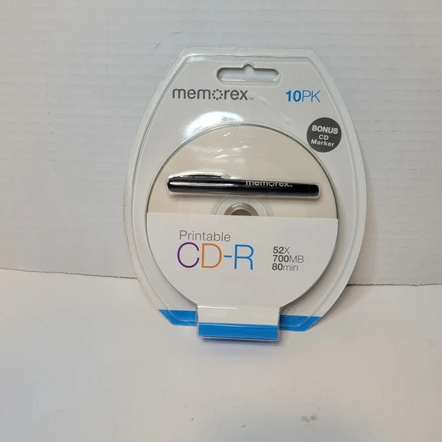 NEW MEMOREX PRINTABLE Recordable Blank CD R 5 Pack 52x 700MB 80 Min NEW MEMOREX PRINTABLE Recordable Blank CD R 5 Pack 52x 700MB 80 Min