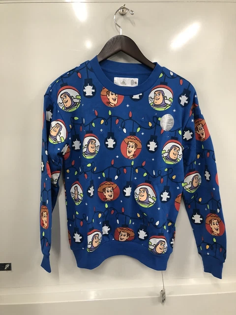Disney Store Toy Story Buzz Woody Light Up Holiday Sweater Adult Size XS NWT