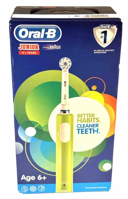 Braun Oral-B Kids Children Junior 6 + Electric Rechargeable Toothbrush - GREEN