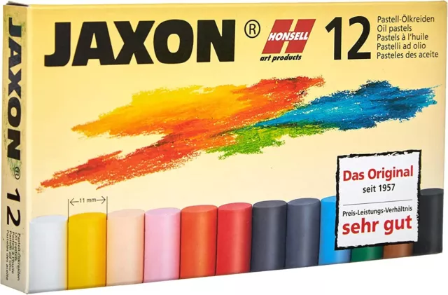 Honsell 47412 - Jaxon Ölpastellkreide, 12er Set im Kartonetui, brillante, lichte