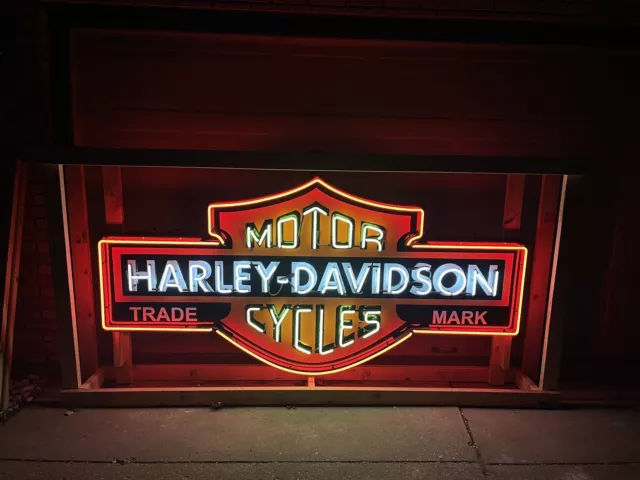 8’ Large Harley Davidson HD Motorcycle Real Neon Sign