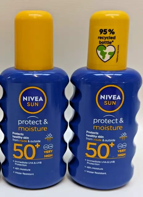 2 x NIVEA SUN Protect & Moisture Sun Cream Spray SPF50+ 200ml