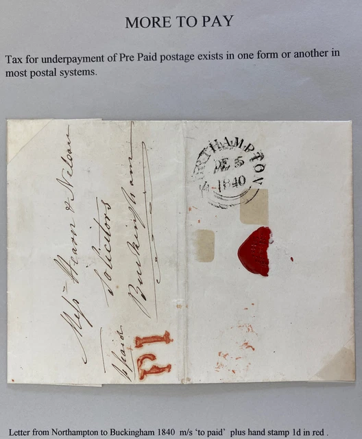 1840 Northampton England Postage Paid Letter Sheet Cover To Buckingham Wax Seal