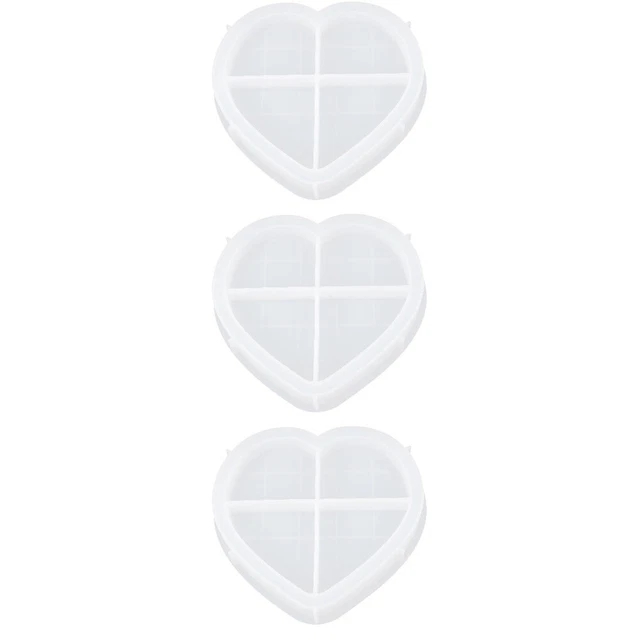 3 piezas Coaster Making joyería de molde bandeja bandeja de almacenamiento hágalo usted mismo molde forma de corazón