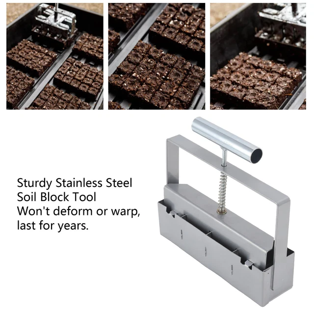 SOIL BLOCKER STAINLESS Steel Handheld Soil Block Maker Soils Blocking