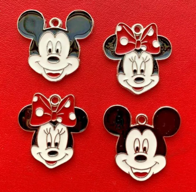 Disney Minnie Mickey Mouse Charms Pendants Enamel Metal