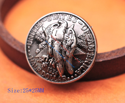 5pc Texas Centennial Half Dollar Eagle Star Leathercraft Coin Concho Screw back