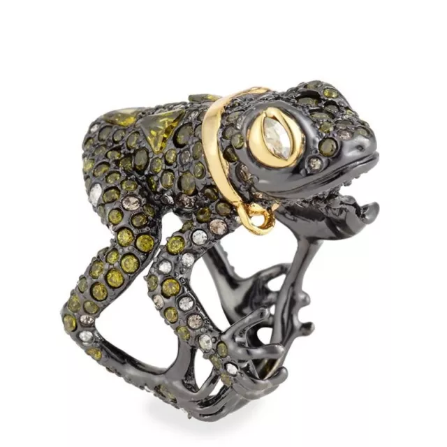 Alexis Bittar Women's Green Elements Pavé Crystal Encrusted Frog Ring Size 7