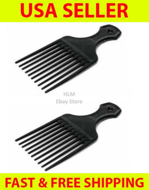Two Black Plastic Afro Hair Lifting Pik Pick Detangler Comb 5.25" *Please Read*