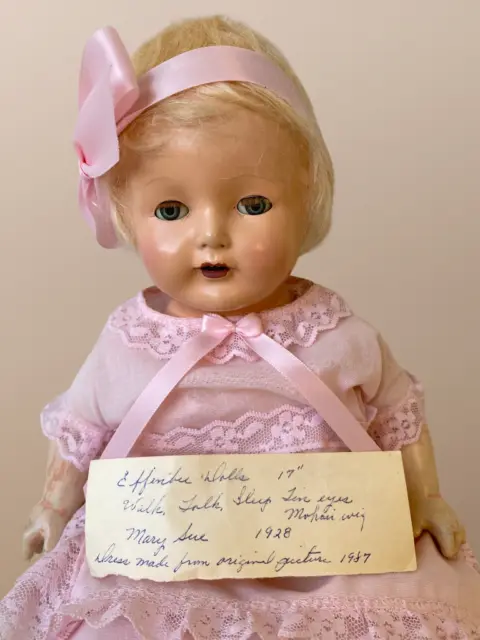 Antique Effanbee Composition Walk Talk Open close Eyes Baby Doll 17" Providence