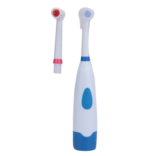 Cepillo de dientes eléctrico giratorio antideslizante impermeable con 2 cabezales de cepillo azul