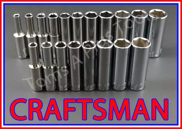 CRAFTSMAN HAND TOOLS 19pc Deep 1/4 SAE METRIC MM 6pt ratchet wrench socket set