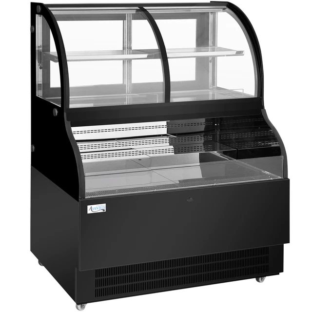 48" Black Curved Dual Service Refrigerated Air Curtain Merchandiser - 110V