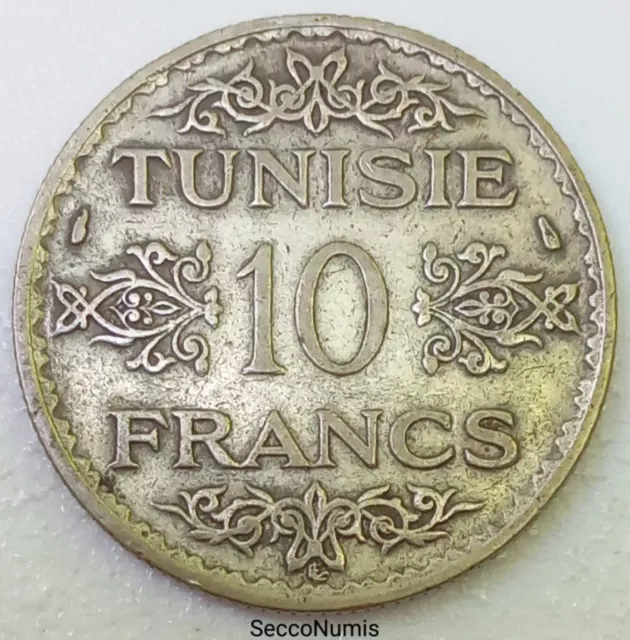 Tunisie. 10 francs argent Ahmad Pasha 1353 ( 1934 ) KM#262 Protectorat Français