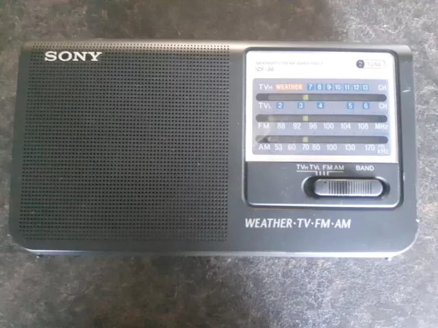Sony Weather TV FM AM 4 Band Radio Dual Electric Battery Portable ICF 36 TESTED