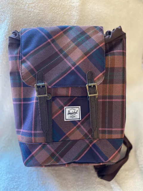 Herschel Supply Co. Retreat 8L Plaid Canvas Backpack Multi Color NWT