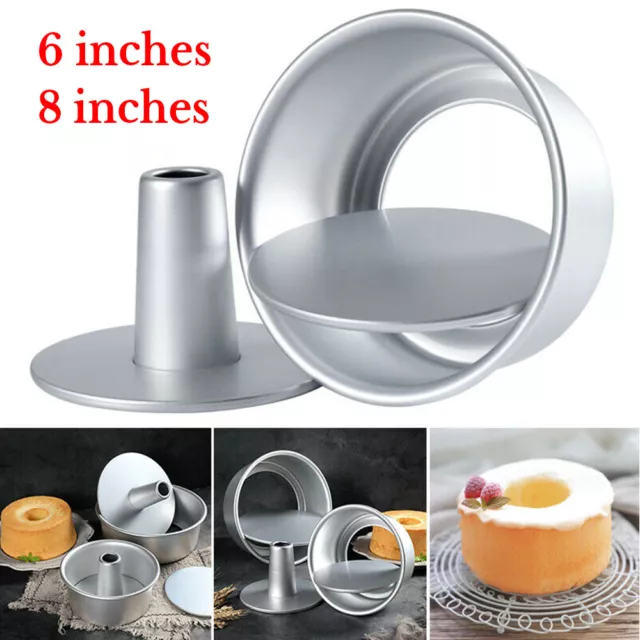 6/8 Inch Aluminum Alloy Round Hollow Chiffon Cake Mold Angel Food Cake Pan DIY