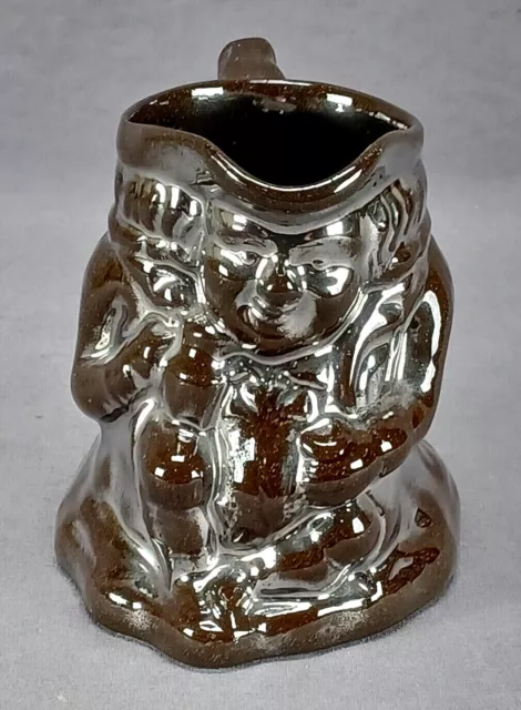 19th Century British Silver Luster Staffordshire Earthenware Pottery Toby Jug