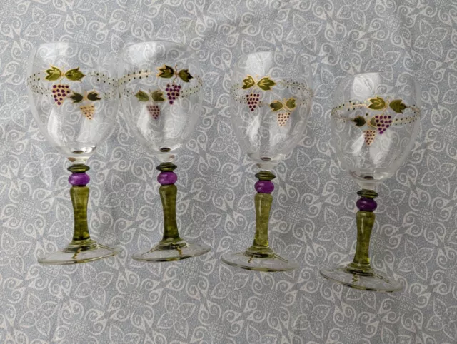 4 Verres Luminarc France Décorés Vignes Verres À Vin