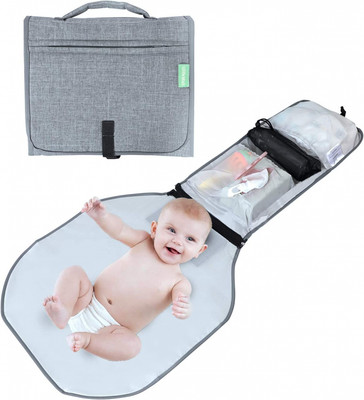 Beige Petit Cercles Couches en velours Duffi Baby Matelas à langer portable en cuir synthétique pliable pour bébé nouveau-né et nouveau-né De voyage imperméable et rembourré doux 