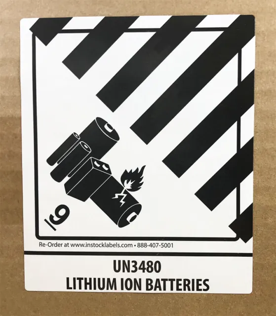 Autocollants de batterie Hazard Class 9 UN3480 | 4 x 4,75 pouces de large | Pack de 500 3