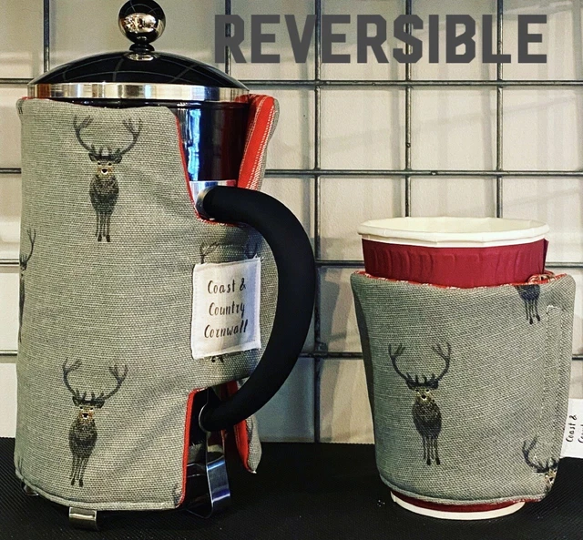 Caffettiere, copertura stampa francese e manica tazza caffè - Cervi Sophie Allport Highlands