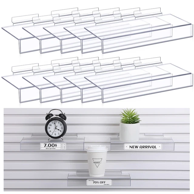 CLEAR ACRYLIC SLATWALL Shelves Slatwall Accessories 4 x 10 Inch Slatwal