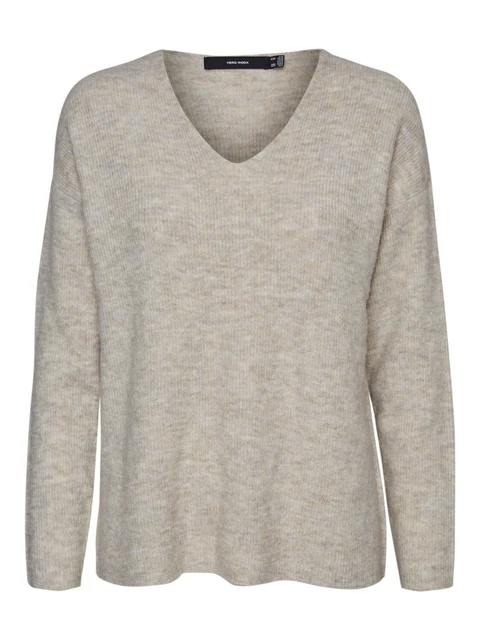 Vero Moda Donna Maniche Lunghe Maglione Vmcrewlefile Ls Scollo A V XS S M L XL