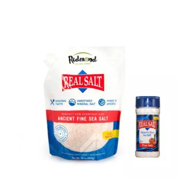 Redmond Real Salt, Fine Refill Pouch (26oz/737g) + Realsalt Shaker 137grams