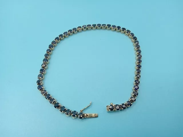 14k Yellow Gold And Blue Sapphire Tennis Bracelet