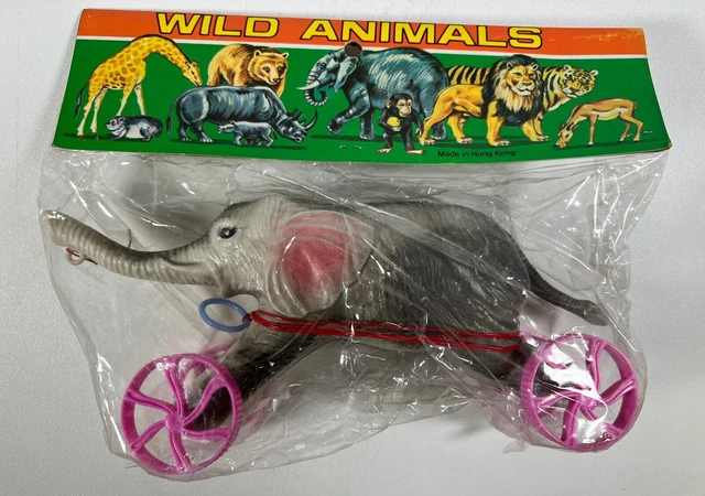 RARE VINTAGE PLASTIC Elephant Pull String Toy Hong Kong $19.95 - PicClick