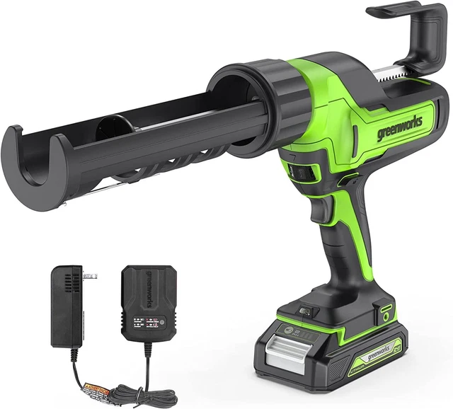 Greenworks 24V Cordless Caulk Gun 6-Speed Anti-Dripping with 2Ah Battery and Cha