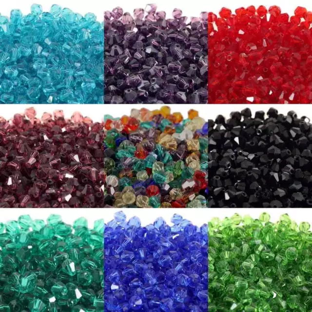 Free Post 100/200pcs 4mm Bicone Faceted Crystal Glass Loose Spacer Beads