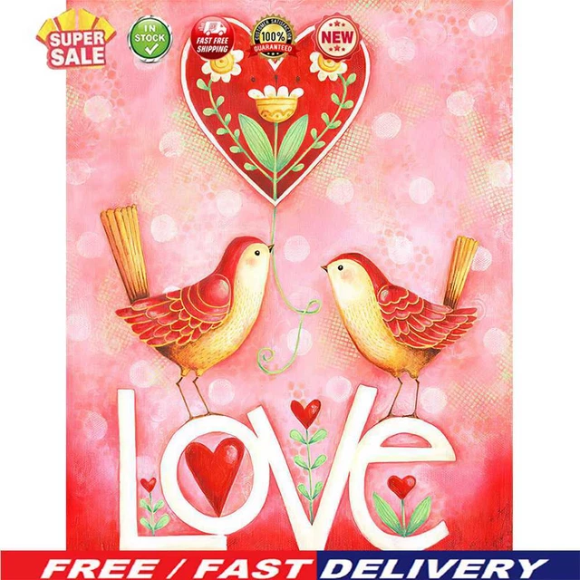 (DB1178) 5D Diamante Pintura Hágalo usted mismo Amor pájaro Taladro Completo Pared Redonda Imagen 20X30cm