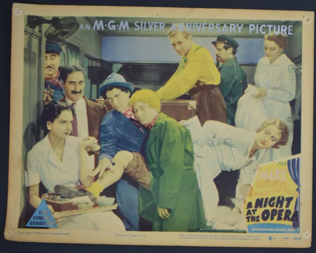 A NIGHT AT THE OPERA Stateroom Scene MARX BROS 11x14 US LOBBY CARD 1937/RR1948