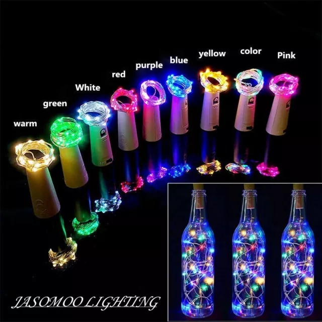 Copper Bottle String Lights Light 20 LED Warm Cool White Fairy Wine Cork Shaped