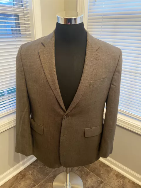 Ralph Lauren Wool Brown Houndstooth Blazer Sport Coat Jacket Mens 42R