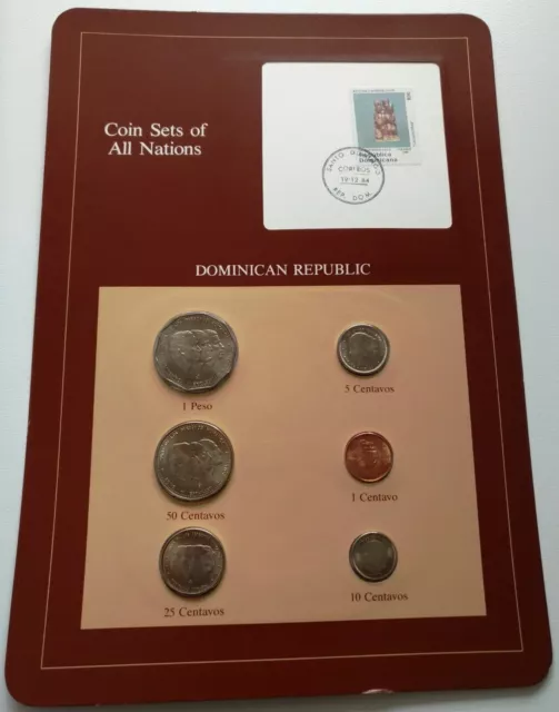 Coin Sets of All Nations Set in Postmarked card - Dominican Republic