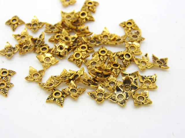 50 x Golden Tibetan Silver  Small 6mm Bead Caps Jewellery Craft Findings  D83