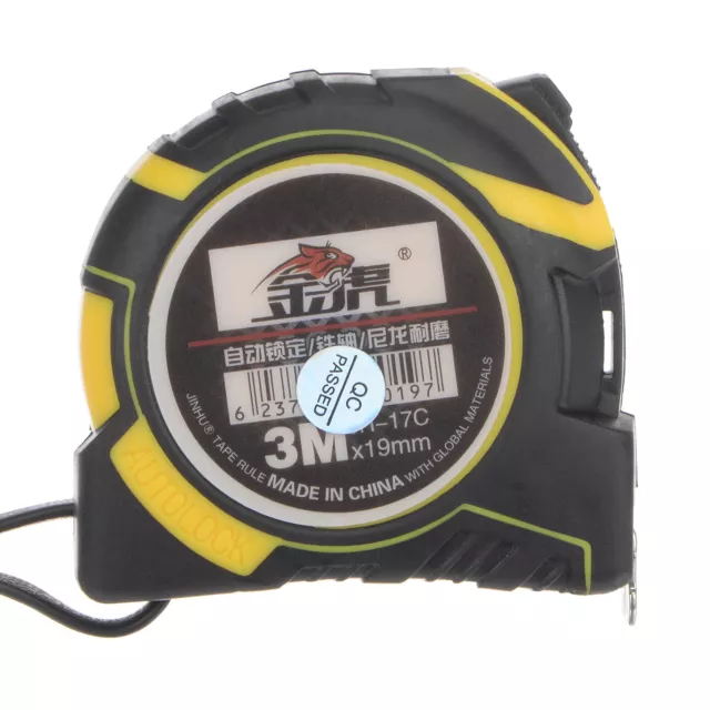 Tape Measure 3 Meters Nylon Steel Measuring Tape 19mm, Yellow Black Rubberized