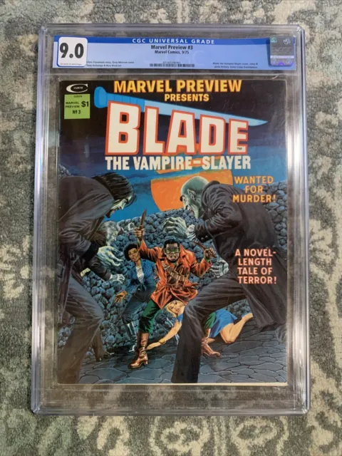 Marvel Preview #3 1st SOLO Comic Mag for BLADE 1975 MCU MOVIE 1st Afari CGC 9.0