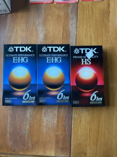 TDK Ultimate Performance E-HG T-120 & Maxell Bronze 6 Hr Blank VHS Tapes 3 Set