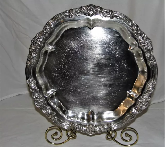 F.B. Rogers Silver Co. Round Ornate Serving Tray