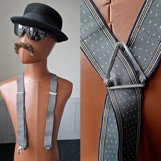 yyzlvffm Bretelle Suspender Bretelle Vintage in Pelle Pu Pantaloni Bretelle per Uomo 2,5 Cm di Larghezza Y-Back 4 Clip Accessori Moda Uomo papà Padre Marito Regalo Clipstyle
