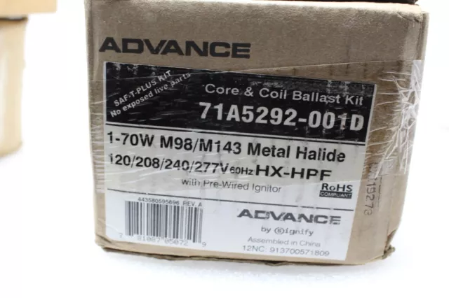 Philips Advance Core & Coil Ballast Kit 71A5292-001D 70W 120/208/240/277V 60Hz