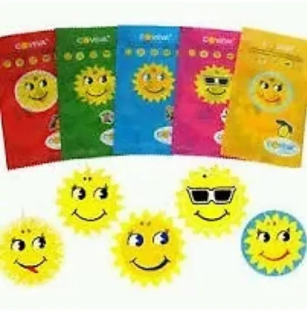 15X Air Fresheners Assorted Coveva Smiley Sun Hanging Car/Valet/Office/Taxi