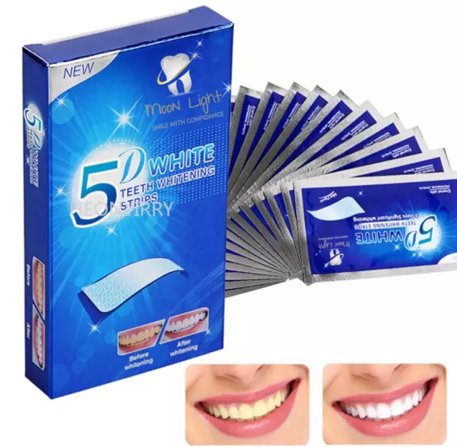 Extra Strong 5D Organic Teeth Whitening Strips Safe Dental Hygiene Cleaning