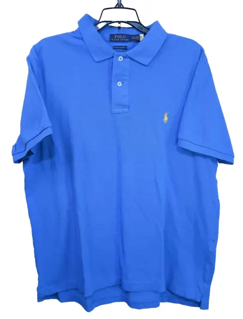 POLO RALPH LAUREN Golf Shirt Mens XXL Blue Yellow Pony Blue Label SS ...
