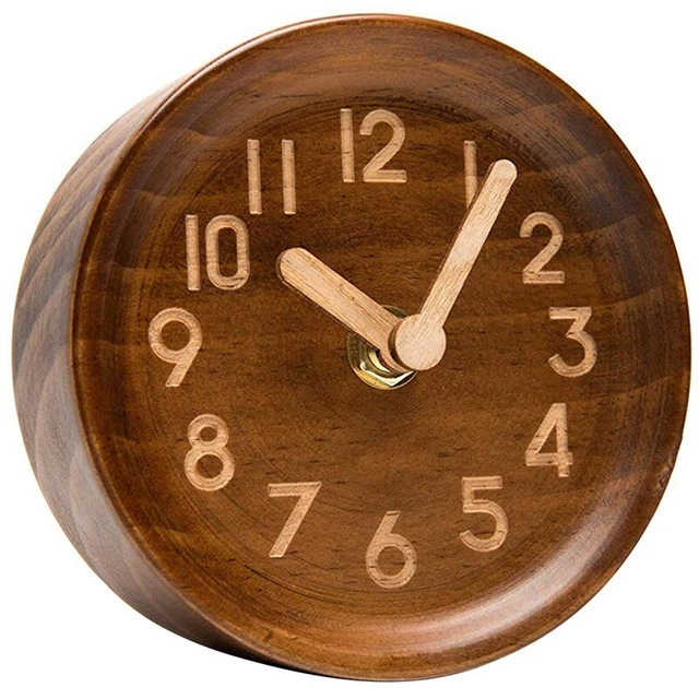 Horloge De Bureau En Bois Fait Main Avec Bougeoir Résine Rouge - Déco Maison