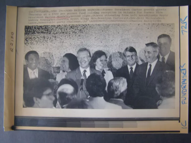 AP Wire Press Photo 1984 Walter Mondale Pre Carter Coretta Scott King Fundraiser